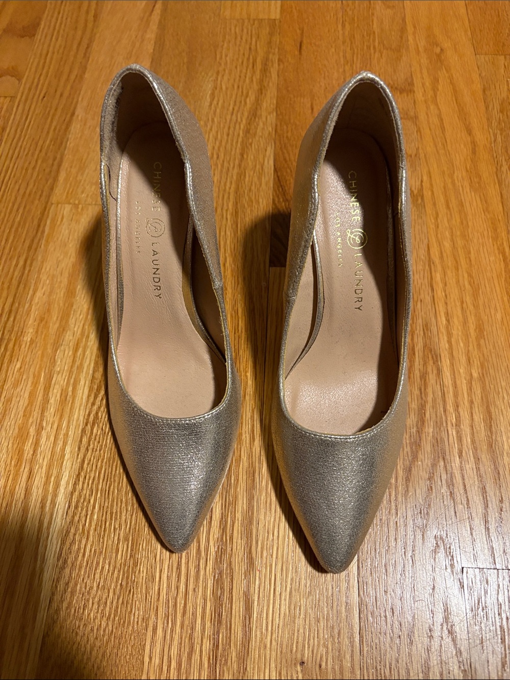 Chinese Laundry Shimmery Gold Pointed Pumps